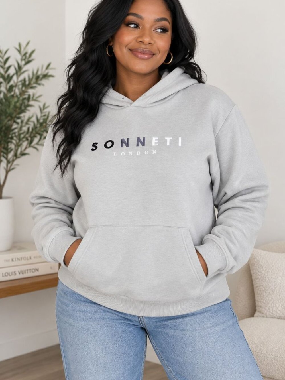 Sonneti London Hoodie Grey Streetwear Pullover Size M